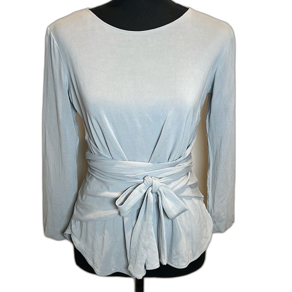MM Lafleur Walker Light Gray Silk Blend Top Wrap Sides Size XSmall **FLAW**